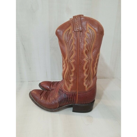 Vintage Tony Lama Lizard Foot Cowboy Boots 8540 Men\'s 8.5 DBrown Leather main image 7